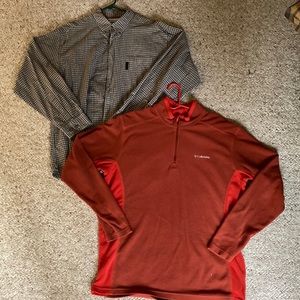 Mens Columbia Bundle (Large) button down and quarter zip